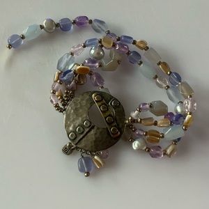 Sterling silver Multi-strand Stretch Beaded Bracelet